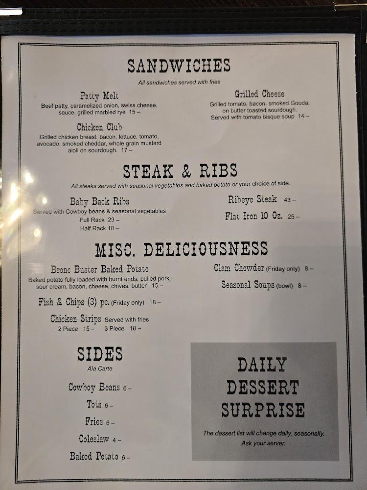 Bronco Kelly's Menu image 1