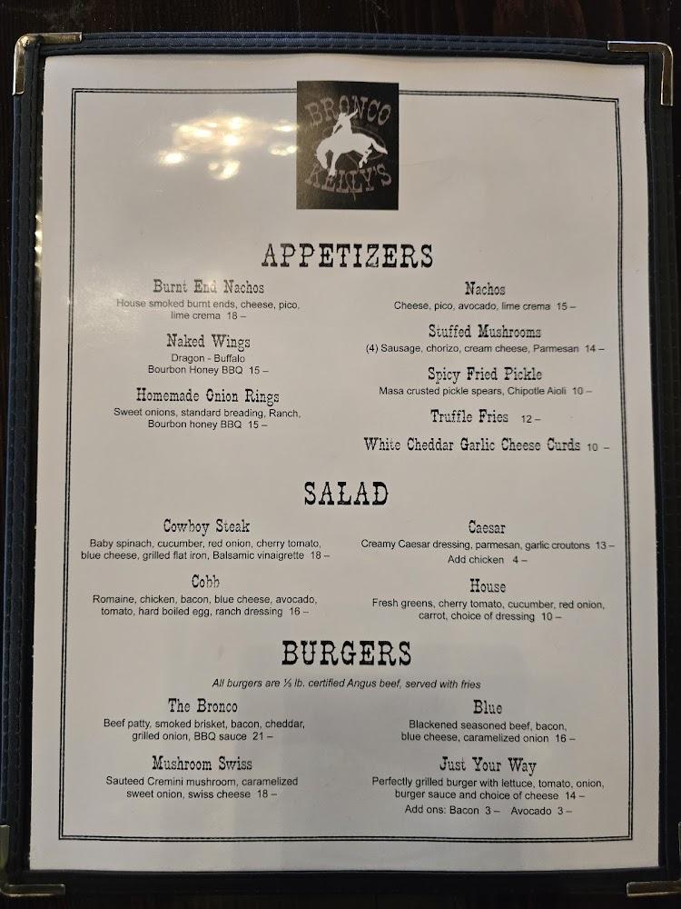 Bronco Kelly's Menu image 2